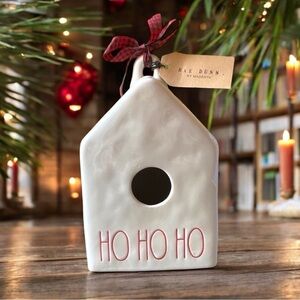NWT RAE DUNN Christmas Holiday HO HO HO White Bird Feeder House